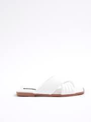 River Island White Padded Cross Strap Flat Mules - Image 6 of 12