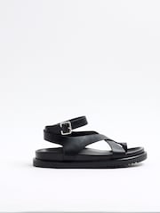 River Island Black Cross Over Footbed Sandals - Image 3 of 7