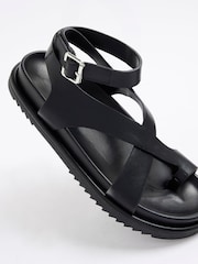 River Island Black Cross Over Footbed Sandals - Image 5 of 7