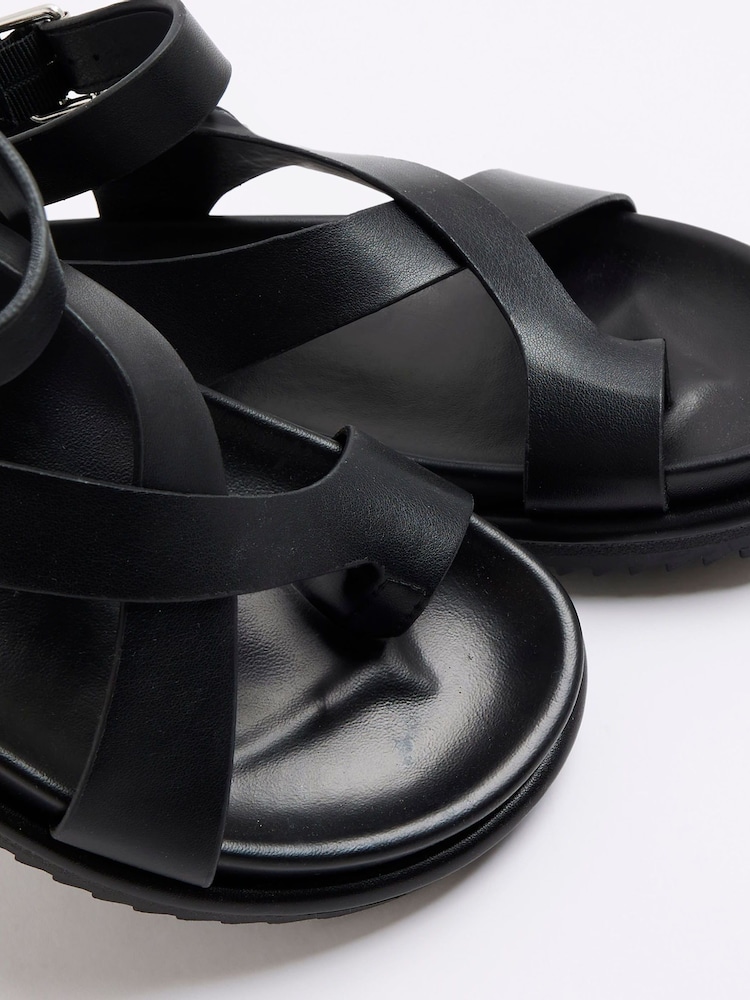 River Island Black Cross Over Footbed Sandals - Image 7 of 7 River Island Black Cross Over Footbed Sandals - Image 7 of 7