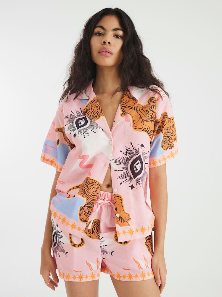 River Island Pink Celestial Shirt and Shorts shirt and short  Set - Image 1 of 4