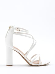 River Island White Strappy Blocked Heel Sandals - Image 2 of 6