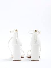 River Island White Strappy Blocked Heel Sandals - Image 4 of 6