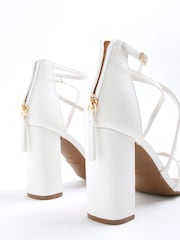 River Island White Strappy Blocked Heel Sandals - Image 5 of 6