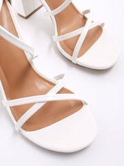 River Island White Strappy Blocked Heel Sandals - Image 6 of 6