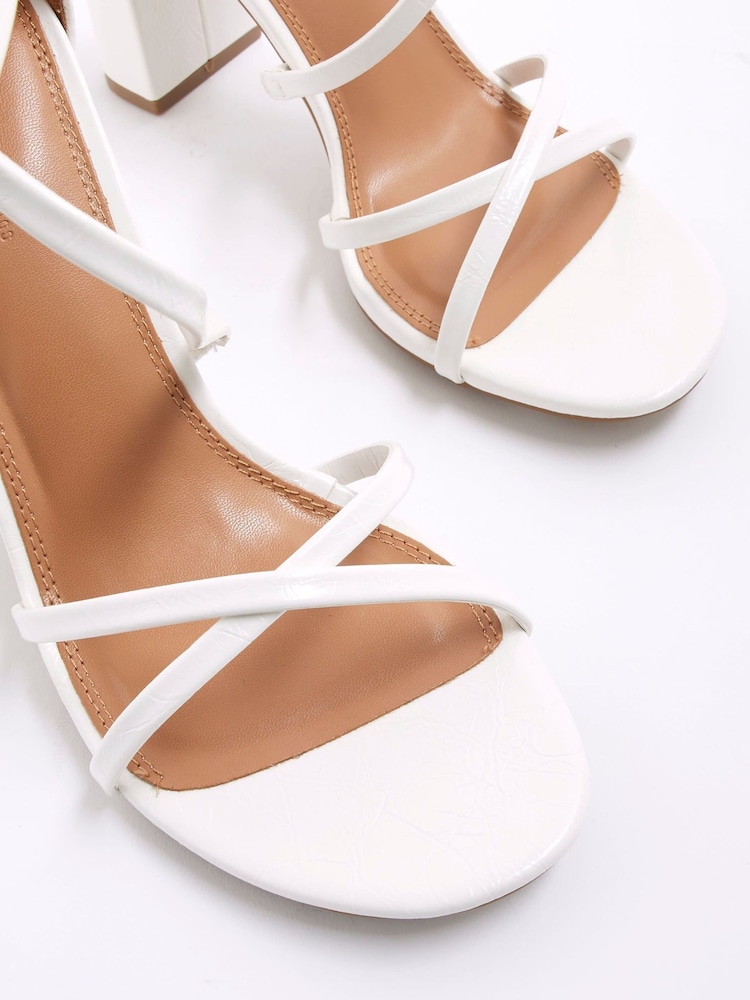 River Island White Strappy Blocked Heel Sandals - Image 6 of 6 River Island White Strappy Blocked Heel Sandals - Image 6 of 6