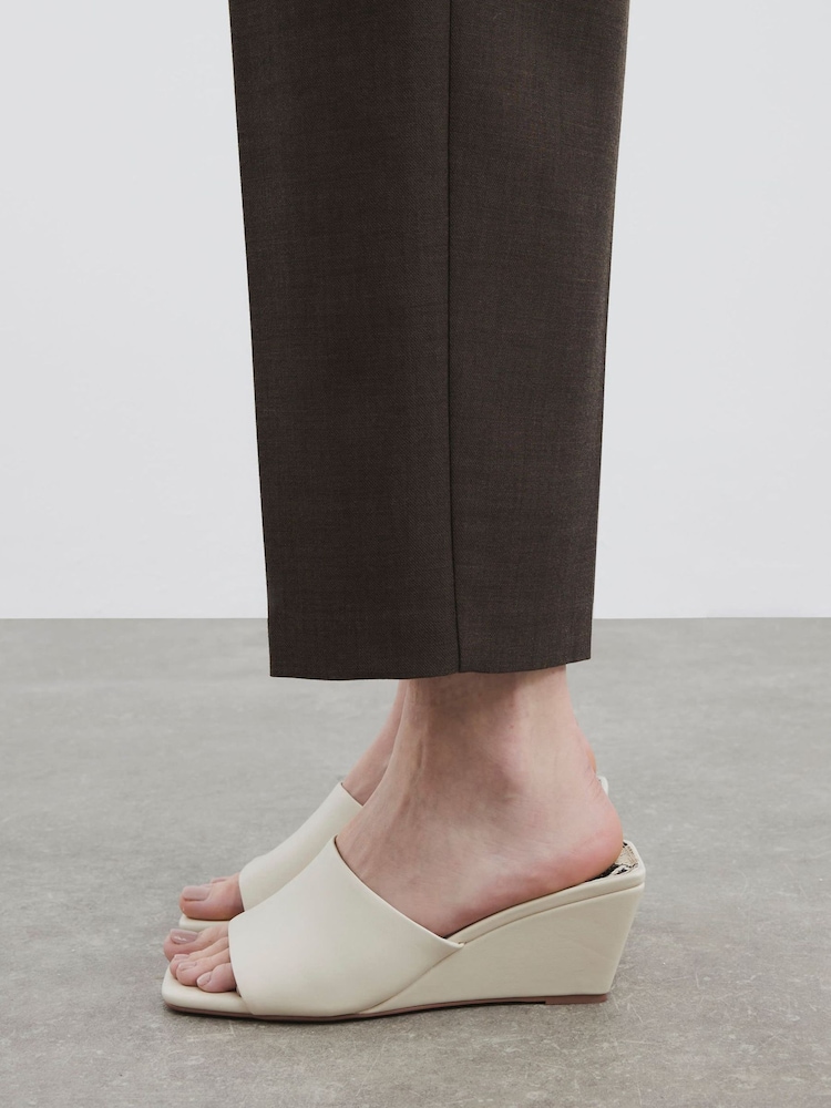 River Island White Square Toe Wedge Sandals - Image 1 of 6 River Island White Square Toe Wedge Sandals - Image 1 of 6