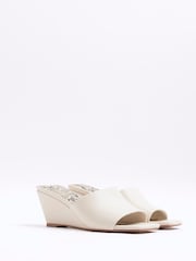 River Island White Square Toe Wedge Sandals - Image 3 of 6