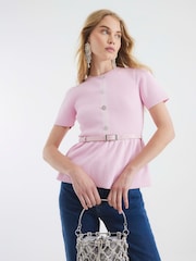 River Island Pink Belted Cardigan - Image 1 of 4