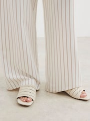 River Island Cream Woven Block Heel Sandals - Image 1 of 6
