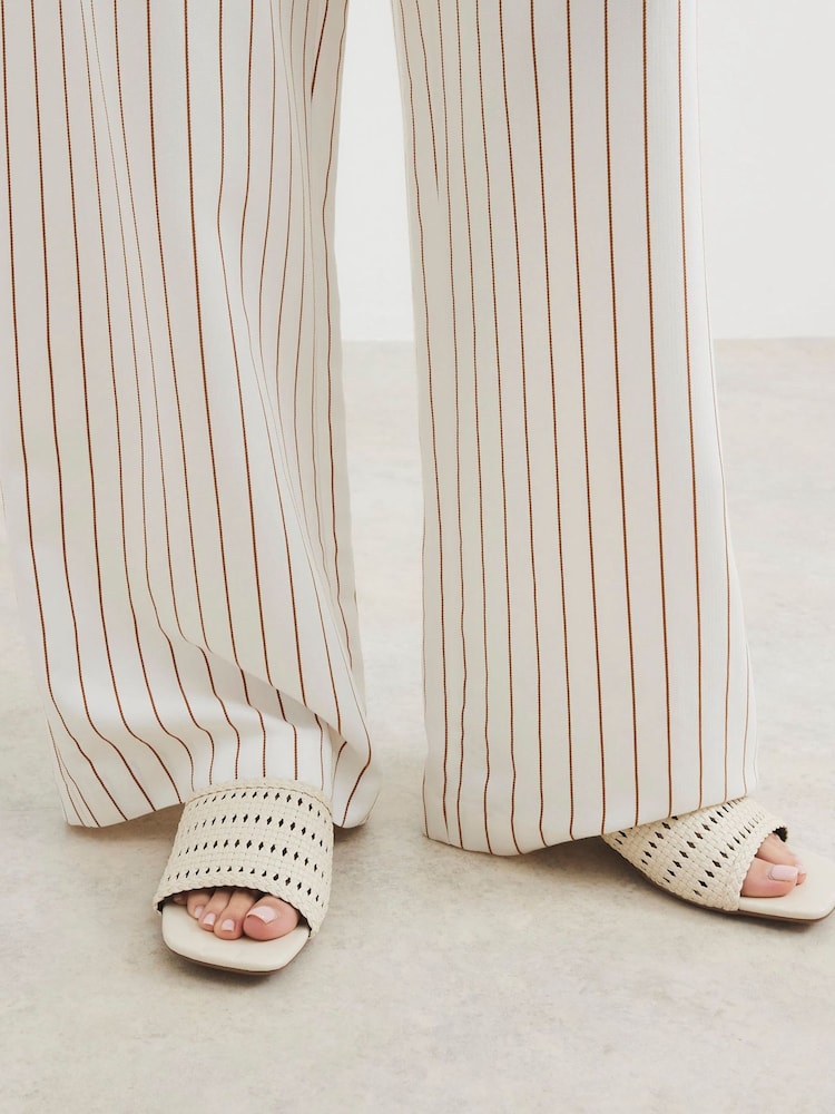 River Island Cream Woven Block Heel Sandals - Image 1 of 6 River Island Cream Woven Block Heel Sandals - Image 1 of 6