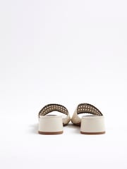 River Island Cream Woven Block Heel Sandals - Image 5 of 6