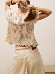 River Island Cream Bow Front Cardigan - Image 3 of 4