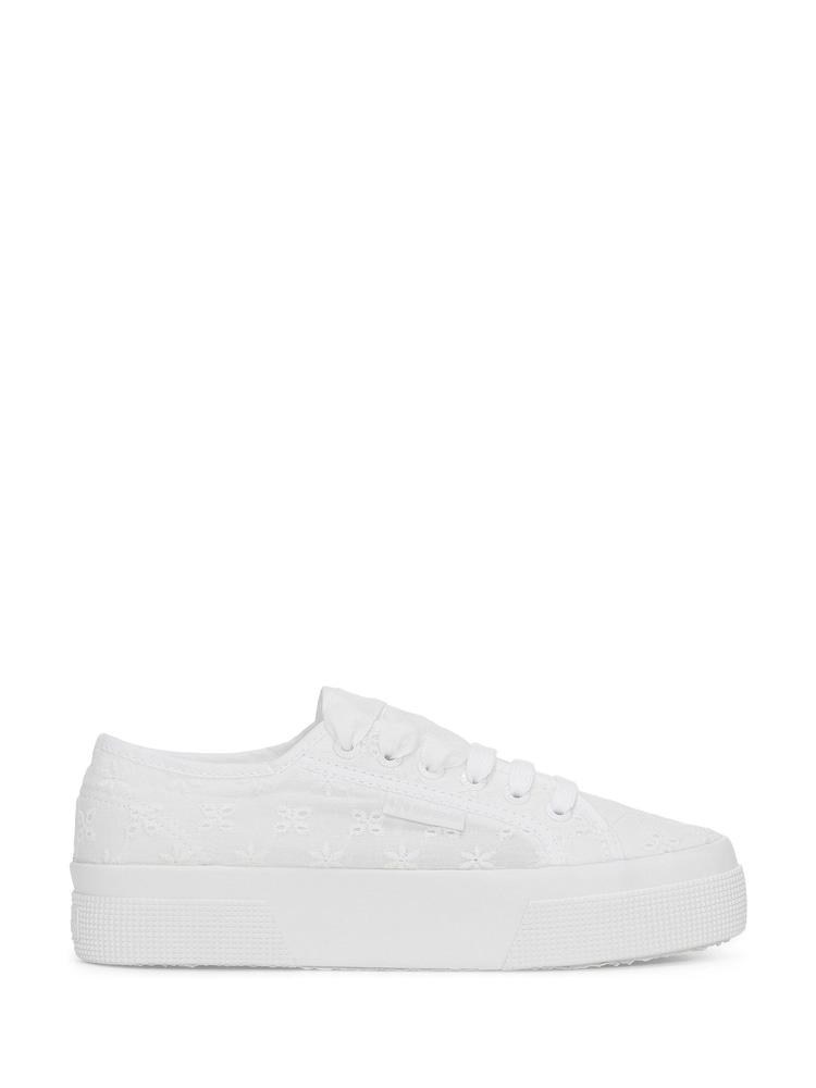 Superga 2740 Flower Sangallo Canvas White Trainers - Image 1 of 5 Superga 2740 Flower Sangallo Canvas White Trainers - Image 1 of 5