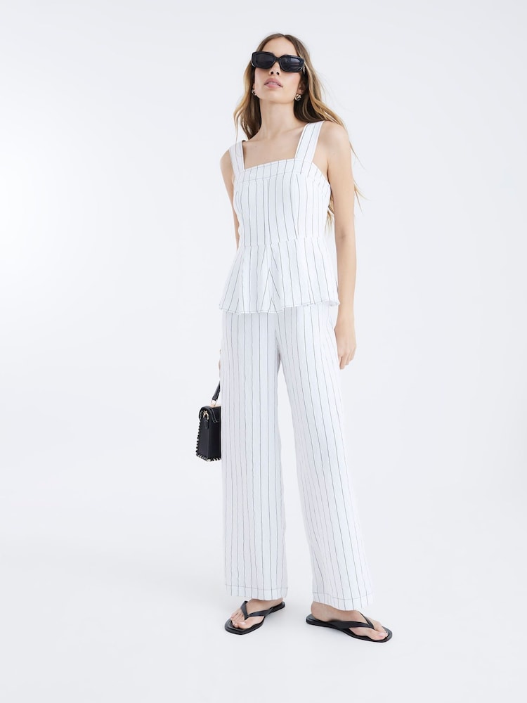 River Island White Stripe Peplum Jumpsuit - Image 4 of 4
