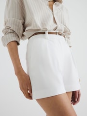 River Island White Longline Belted Shorts - Image 1 of 3