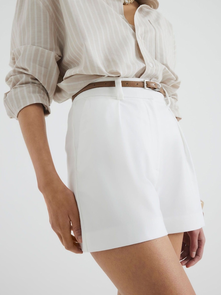 River Island White Longline Belted Shorts - Image 1 of 3