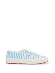 Superga 2750 Stripes Print Canvas White Trainers - Image 1 of 5