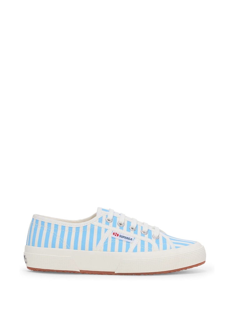 Superga 2750 Stripes Print Canvas White Trainers - Image 1 of 5