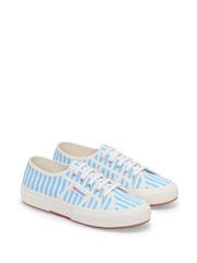 Superga 2750 Stripes Print Canvas White Trainers - Image 2 of 5