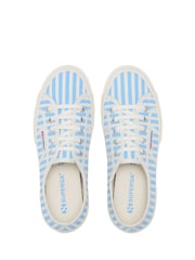 Superga 2750 Stripes Print Canvas White Trainers - Image 4 of 5