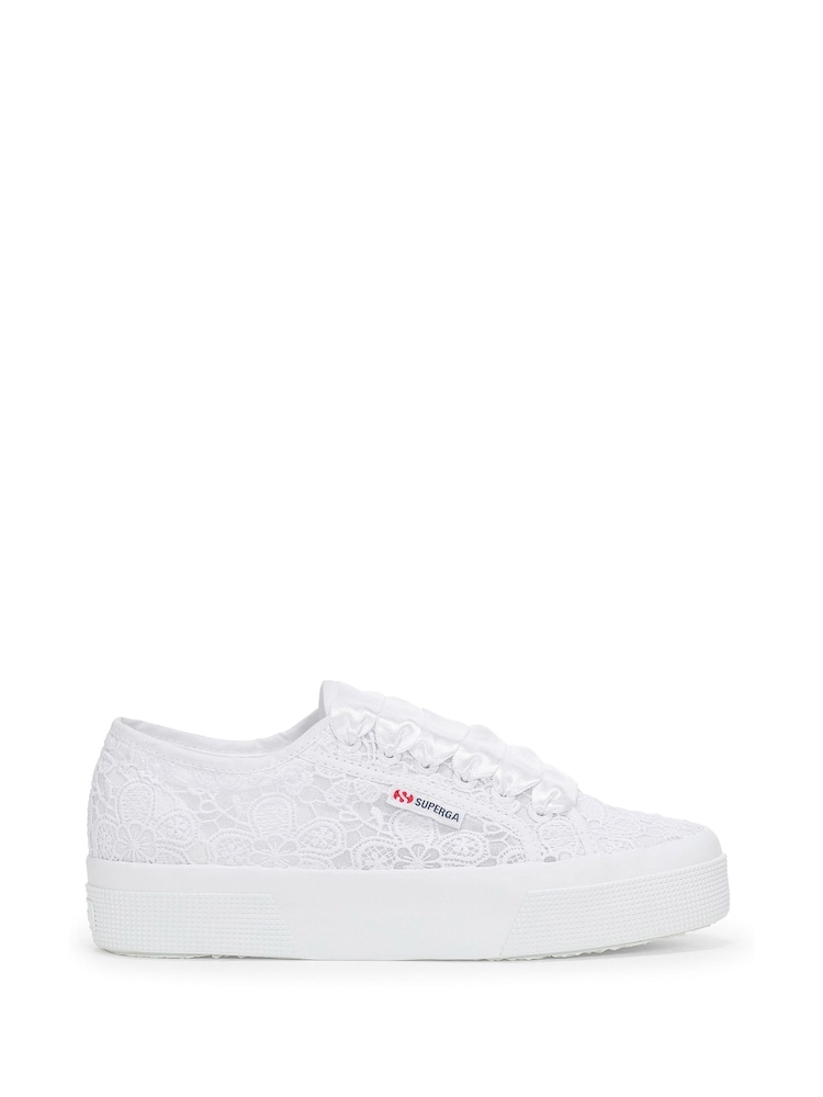 Superga 2740 FLOWER MACRAME Canvas White Trainers - Image 1 of 5