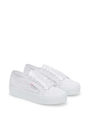 Superga 2740 FLOWER MACRAME Canvas White Trainers - Image 2 of 5