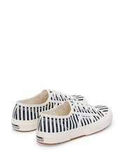 Superga 2750 Stripes Print Canvas White Trainers - Image 3 of 5