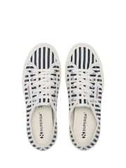 Superga 2750 Stripes Print Canvas White Trainers - Image 4 of 5
