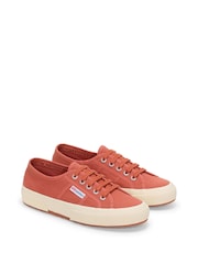 Superga 2750 COTU Classic Canvas Trainers - Brown Reddish/Off White - Image 2 of 5