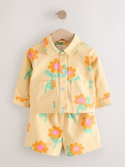 أصفر زهور - Printed Jacket And Shorts Set (3mths-7yrs) - صورة 1 من 6