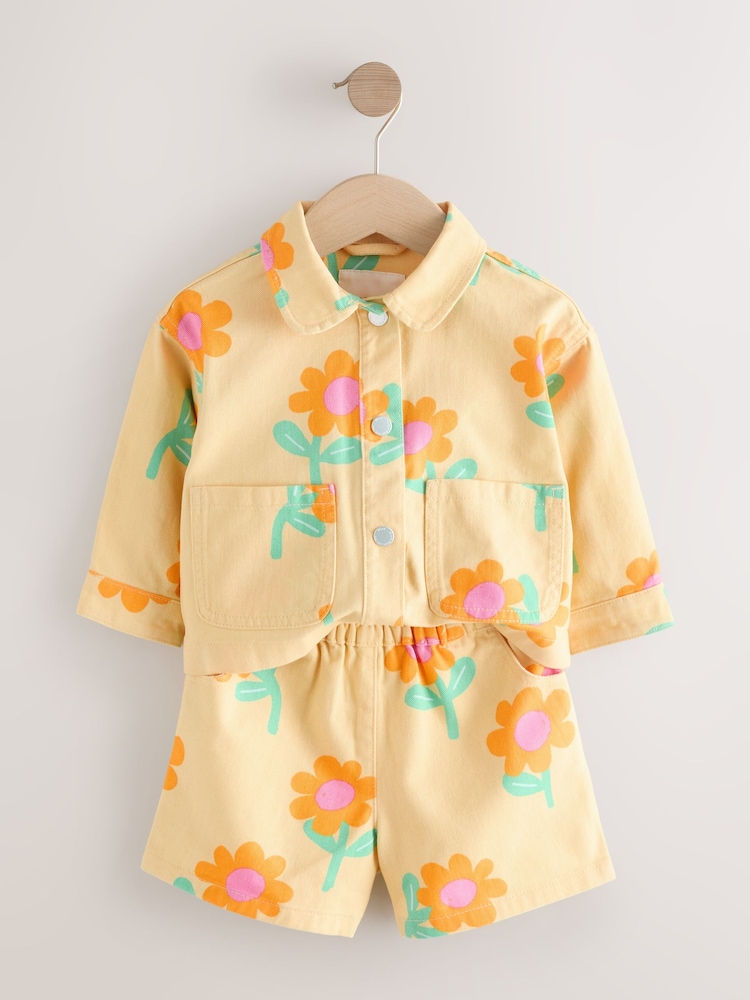 أصفر زهور - Printed Jacket And Shorts Set (3mths-7yrs) - صورة 2 من 6 أصفر زهور - Printed Jacket And Shorts Set (3mths-7yrs) - صورة 2 من 6
