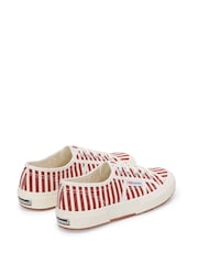 Superga 2750 Stripes Print Canvas Trainers - Off White/Red - Image 3 of 5