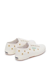 Superga 2750 Embroidery Linen Sunflower Canvas White Trainers - Image 3 of 5