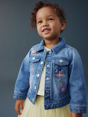 Mid Blue Denim Unicorn Embroidered Western Jacket (3mths-7yrs) - Image 1 of 4