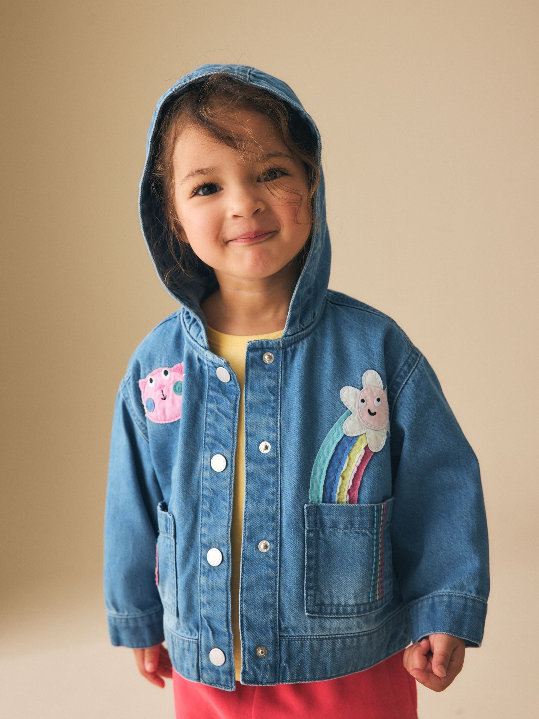 Buy Mid Blue Embroidered Character Denim Jacket (3mths-7yrs) from
