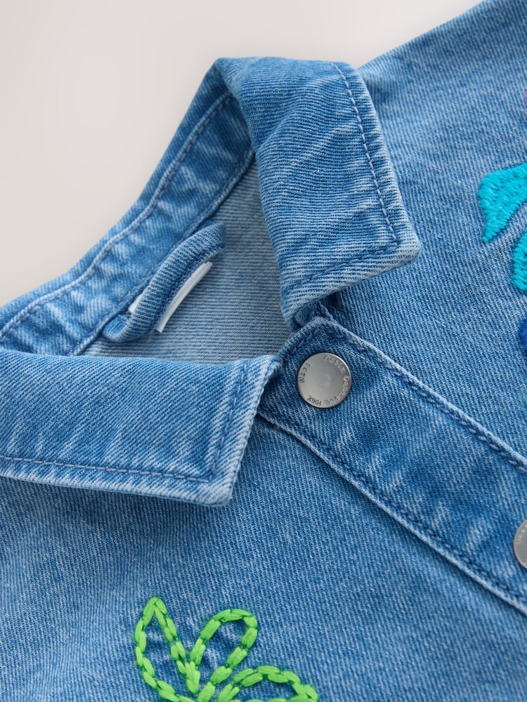 Tropical Embroidery Cord Collar Denim Jacket (3mths-7yrs) - Image 4 of 4