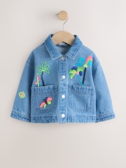 Tropical Embroidery Cord Collar Denim Jacket (3mths-7yrs) - Image 5 of 8