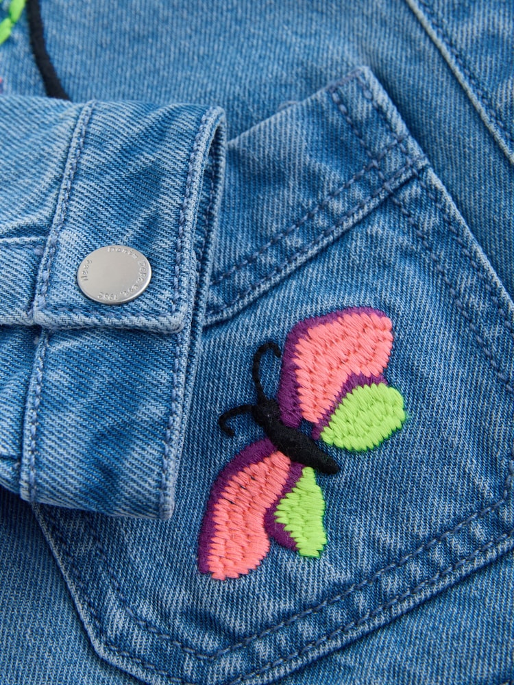 Tropical Embroidery Cord Collar Denim Jacket (3mths-7yrs) - Image 8 of 8