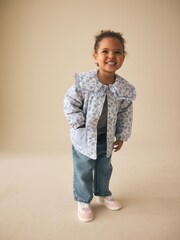 Blue/White Shower Resistant Frill Collar Quilted Jacket (3mths-7yrs) - Image 5 of 5