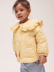 Lemon Yellow Shower Resistant Frill Collar Quilted Jacket (3mths-7yrs) - Image 1 of 10