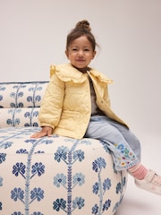 Lemon Yellow Shower Resistant Frill Collar Quilted Jacket (3mths-7yrs) - Image 2 of 10