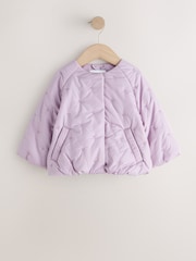 Lilac Heart Embroidered Shower Resistant Bubble Hem Coat (3mths-7yrs) - Image 5 of 9
