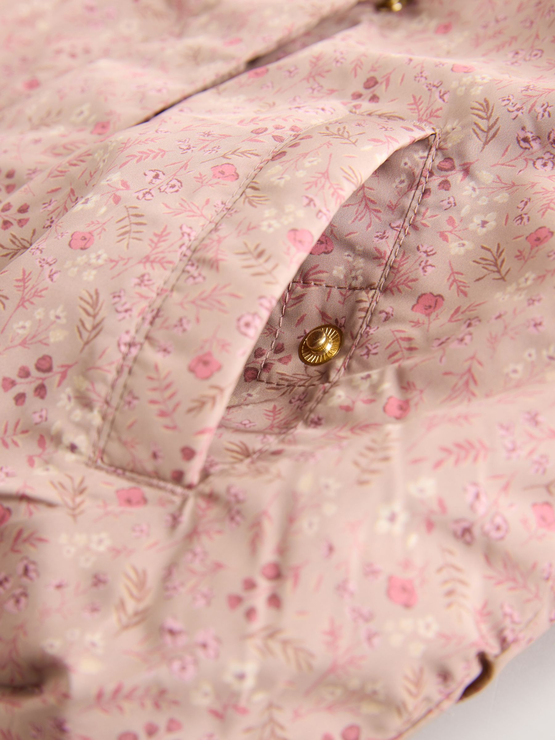 Buy Pink Ditsy Floral Shower Resistant Bubble Hem Coat (3mths-7yrs