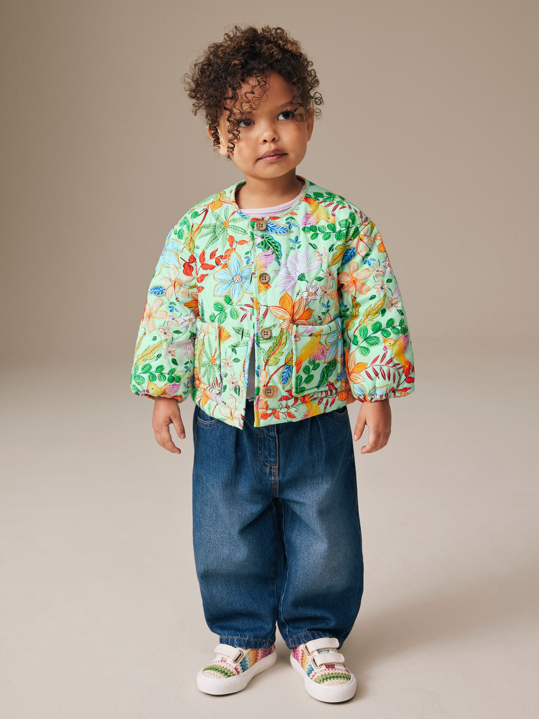 Buy Green Floral Printed Quilted Jacket (3mths-7yrs) from Next USA