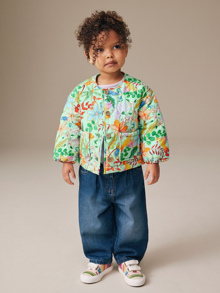 Bright Floral Printed Quilted Jacket (3mths-7yrs) - Image 2 of 10