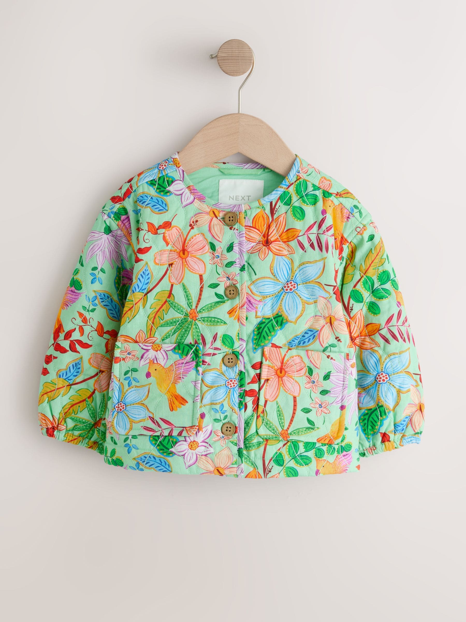Buy Green Floral Printed Quilted Jacket (3mths-7yrs) from Next USA