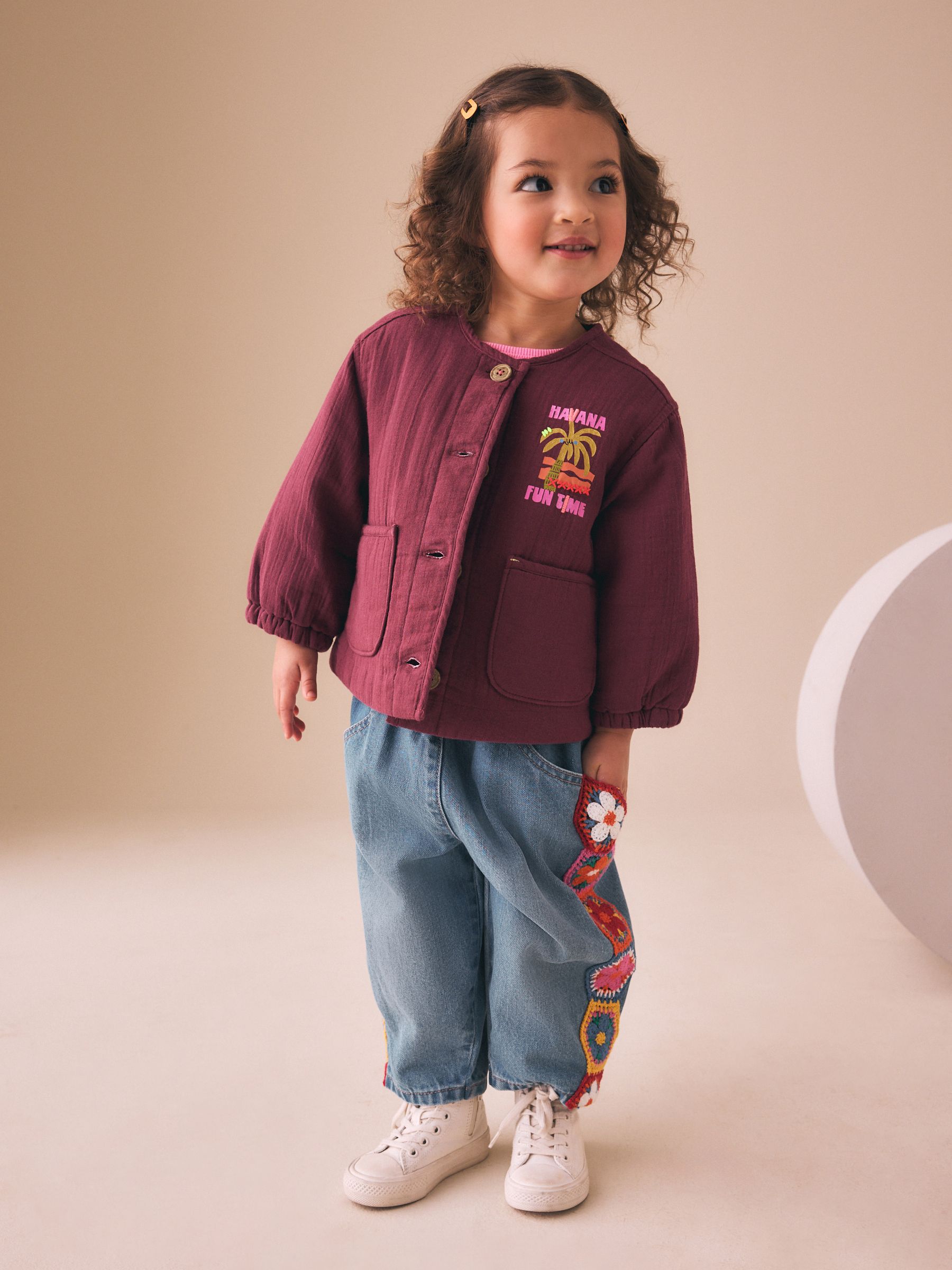 Buy Burgundy Tropical Printed Quilted Jacket (3mths-7yrs) from