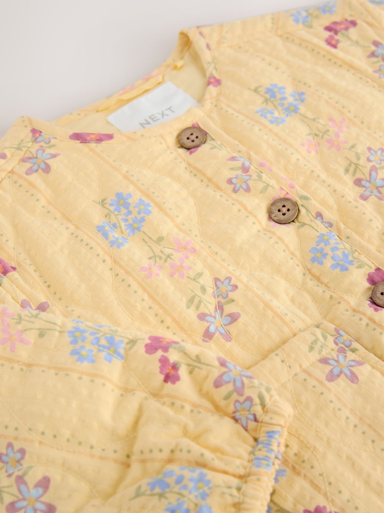 Yellow Printed Cotton Rich Quilted Jacket (3mths-7yrs) - Image 8 of 8
