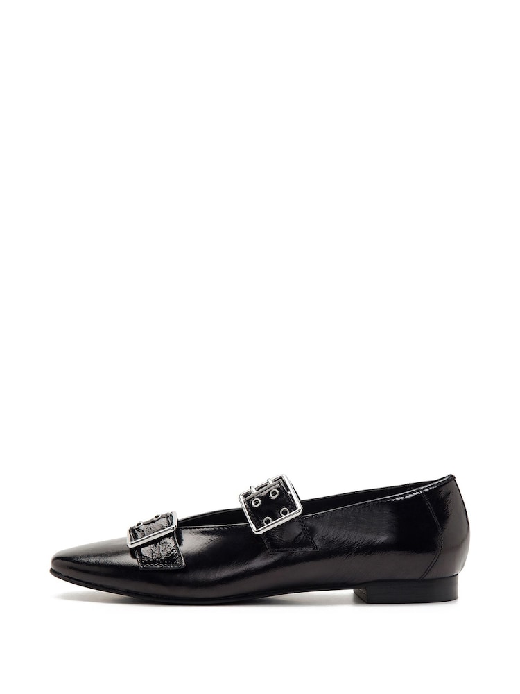 Off The Hook Black Canning Dual Strap Mary Jane Ballet Shoes - Image 2 of 6
